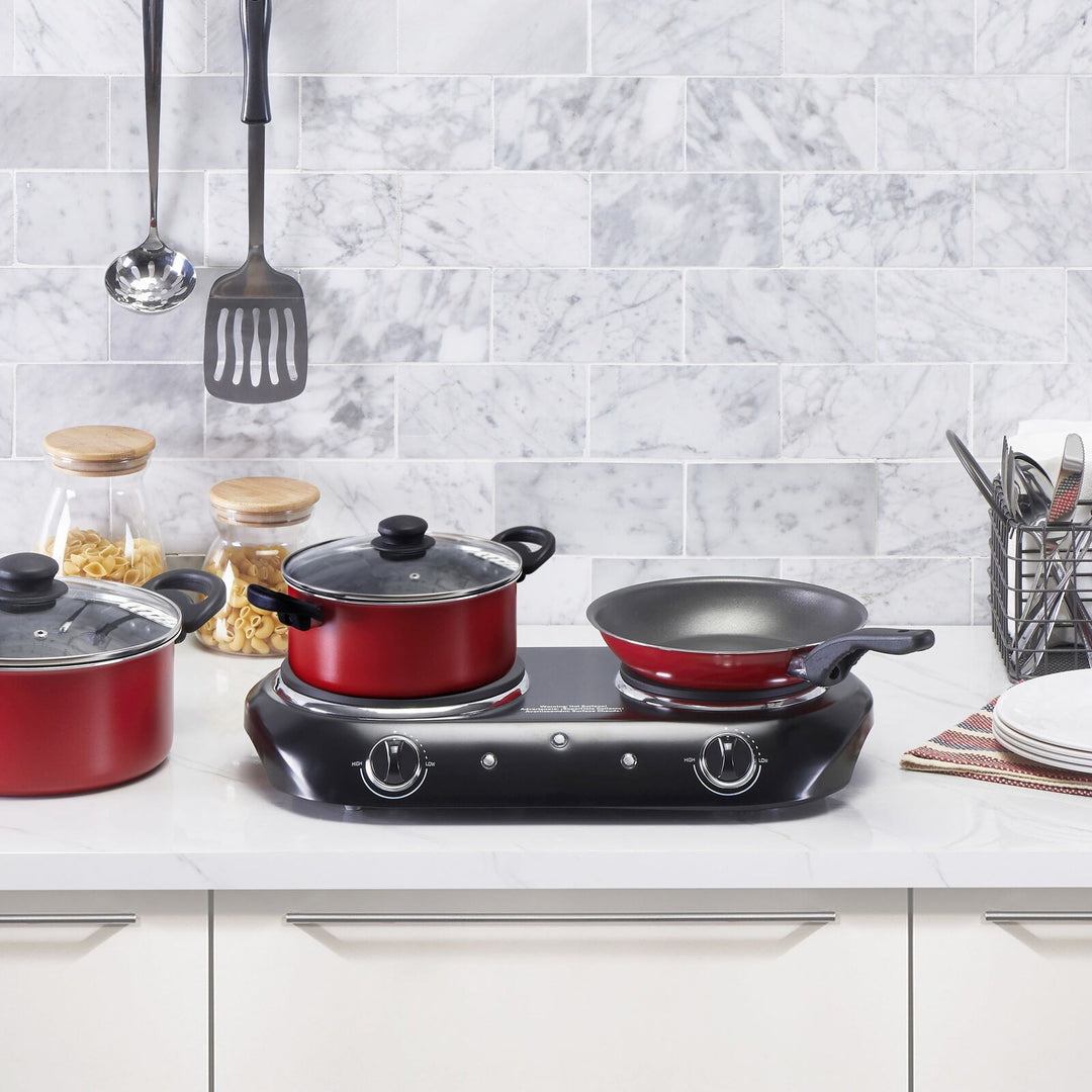 Double Burner 1800 W, Black Electric Cooktop, 1 Each, Assembled Product Retail $37.53