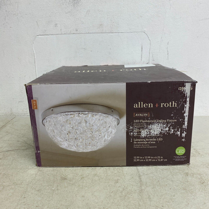 Allen +Roth Evalyn 1-Light12.99-in Gloss Chrome Integrated LED Flush Mount Light Retail $47.00