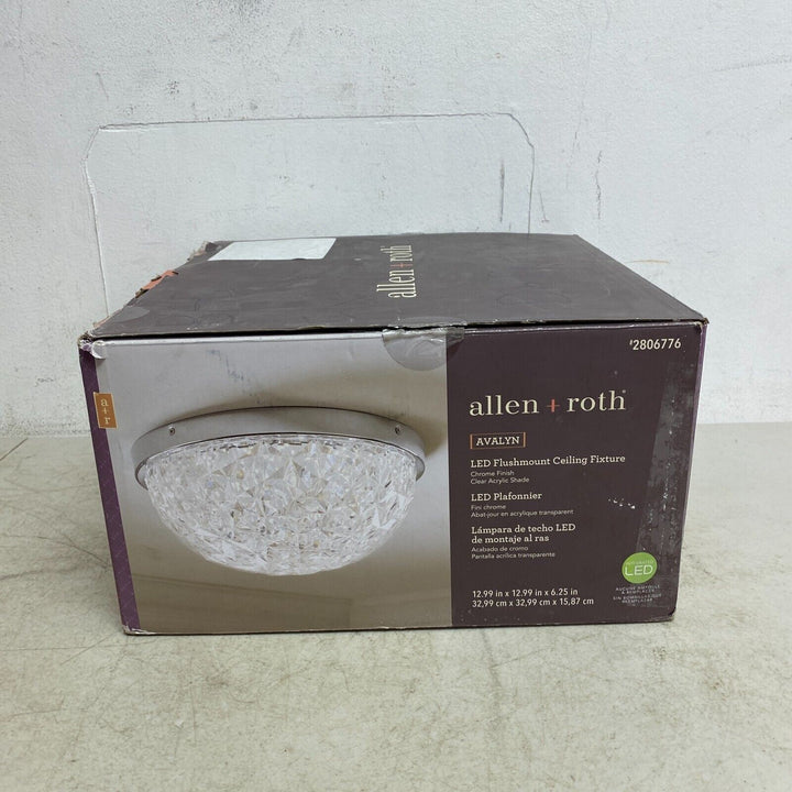 Allen +Roth Evalyn 1-Light12.99-in Gloss Chrome Integrated LED Flush Mount Light Retail $47.00