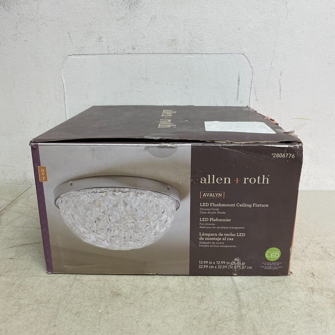 Allen +Roth Evalyn 1-Light12.99-in Gloss Chrome Integrated LED Flush Mount Light Retail $47.00