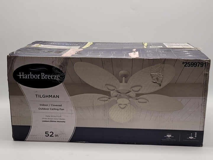 Harbor Breeze, 52" Indoor/Outdoor Ceiling Fan W White Wicker Blades | "Tilghman" Retail $102.98