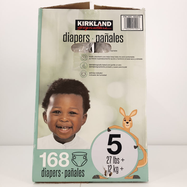 Kirkland Diapers Size 5 168 Count 27 Lbs+ Disposable Baby Wetness Indicator Retail $69.99