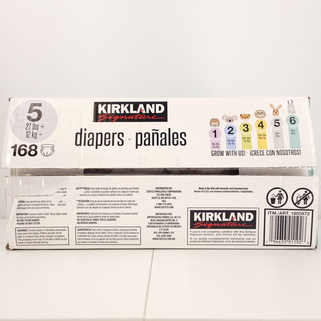 Kirkland Diapers Size 5 168 Count 27 Lbs+ Disposable Baby Wetness Indicator Retail $69.99