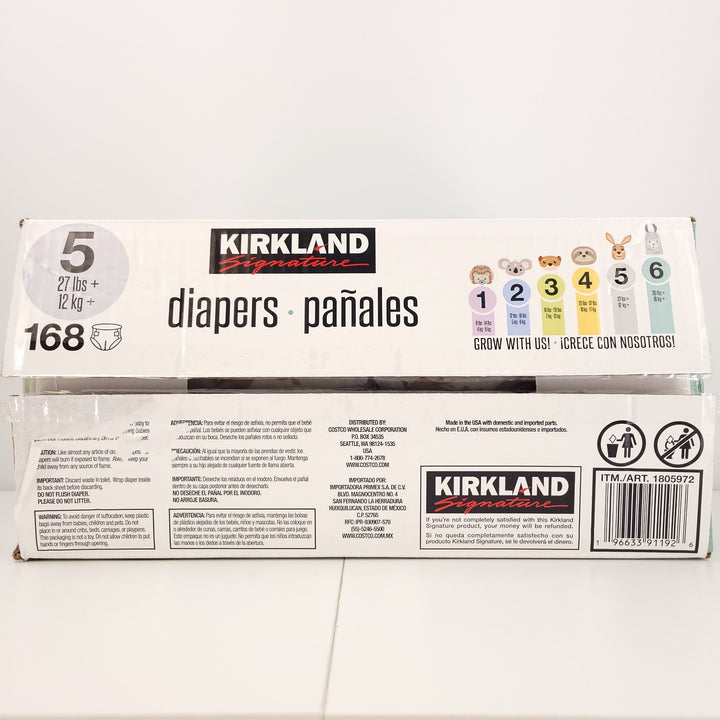Kirkland Diapers Size 5 168 Count 27 Lbs+ Disposable Baby Wetness Indicator Retail $69.99