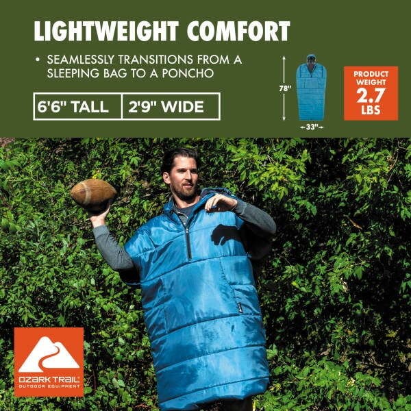 Ozark Trail 50 F Wearable Sleeping Bag Retail $44.88