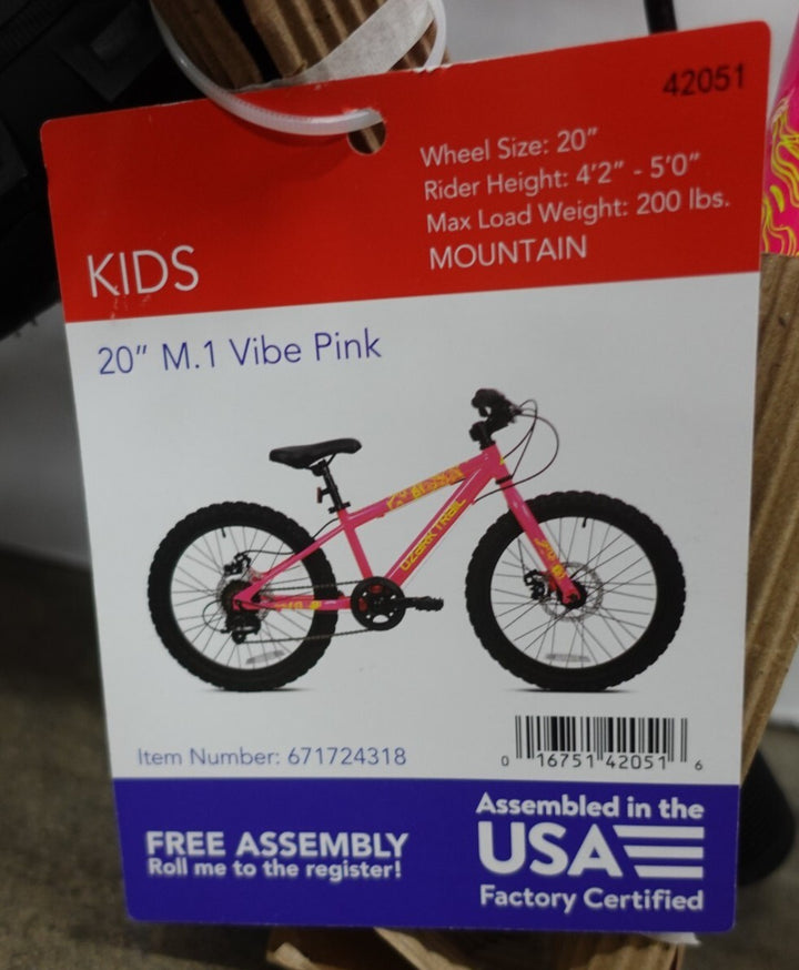 20  Ozark Trail Vibe Mountain Bike  7 Speed  Fits Rider 3 11 -4 4   Pink  Child/Tween/Teen  Unisex