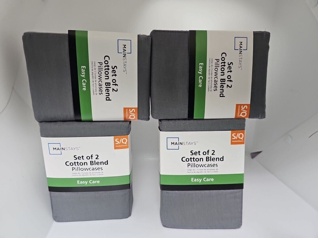 Mainstays Set of 2 Cotton Blend Pillowcase S/Q ( 4 Pack of 2) Soogrey Spc Retail $8.84