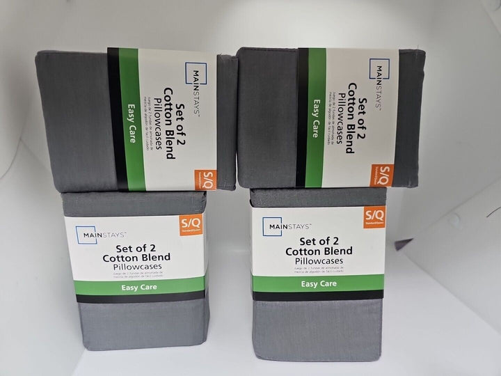 Mainstays Set of 2 Cotton Blend Pillowcase S/Q ( 4 Pack of 2) Soogrey Spc Retail $8.84