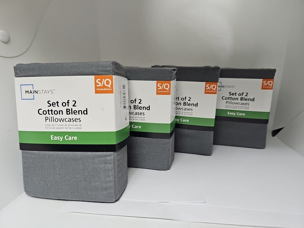Mainstays Set of 2 Cotton Blend Pillowcase S/Q ( 4 Pack of 2) Soogrey Spc Retail $8.84