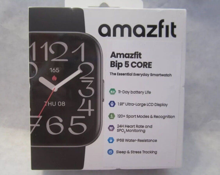 NEW - Amazfit Bip 5 Core Smart Watch Fitness Activity Tracker Black - Retail $40.00