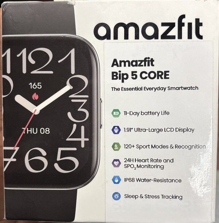 NEW - Amazfit Bip 5 Core Smart Watch Fitness Activity Tracker Black - Retail $40.00