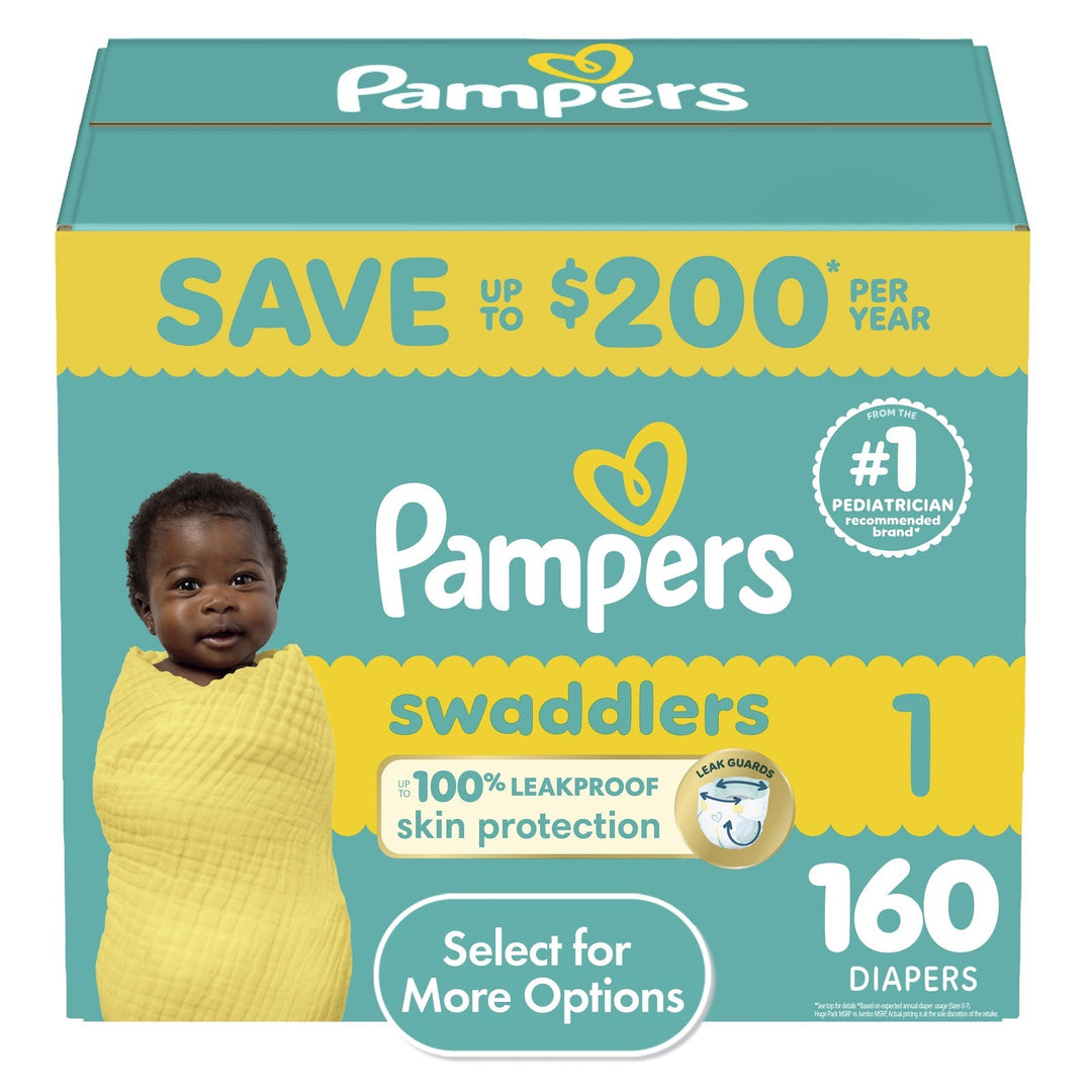 Pampers Swaddlers Size 1 Baby Diapers 160 Count with Blowout Barrier and Wetness Retail $42.47