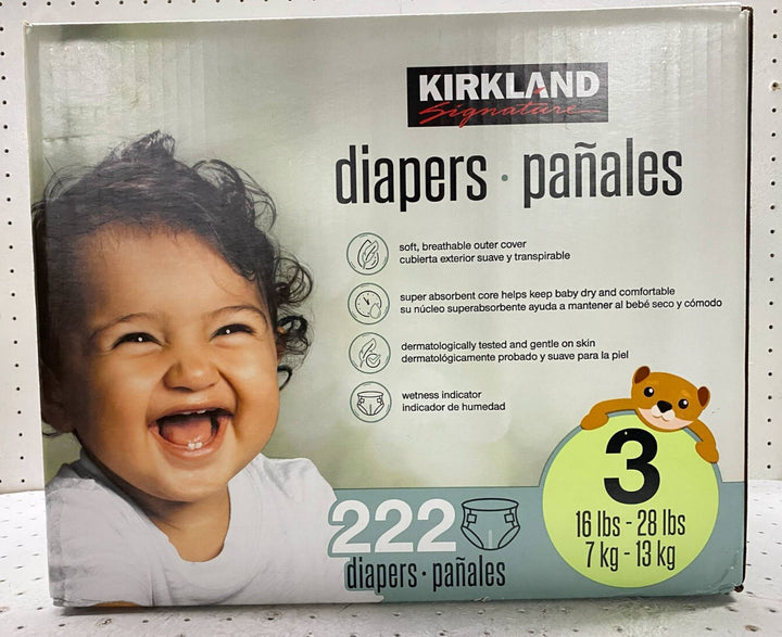 Kirkland Signature Diapers Size 3 Sealed 16-28 Lbs 222 Count Retail $59.99