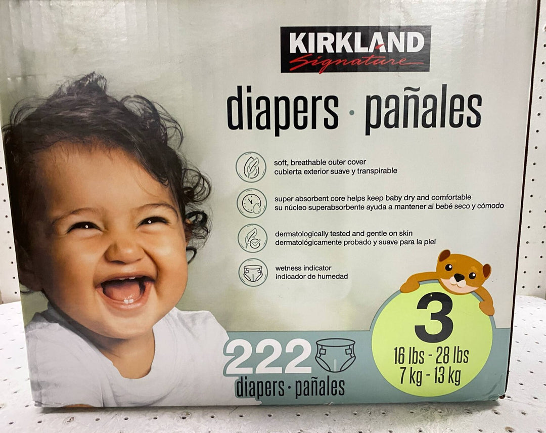 Kirkland Signature Diapers Size 3 Sealed 16-28 Lbs 222 Count Retail $59.99