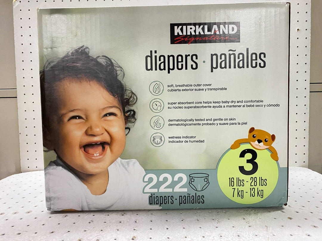 Kirkland Signature Diapers Size 3 Sealed 16-28 Lbs 222 Count Retail $59.99