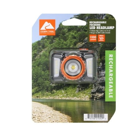Ozark Trail 1000 Lumen Rechargeable Focusing Headlamp with USB Charging and Adjustable Strap Retail $22.96