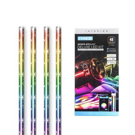 TYPE S - Infinite AppGlow Multicolor Ambient Lighting - Car LED Strip Lights  CarPlay Compatible  Siri & Hey Google Voice-Control  Custom Presets  Con
