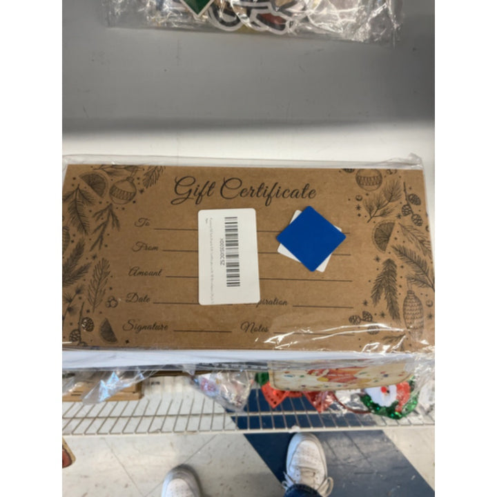 50 Sets Blank Gift Certificates with 50 Envelopes, 3.75 x 7.5 Inches Kraft Gift Certificate Cards, Paper Vouchers for Small Businesses, Holiday, Beauty Bars, Restaurants (Style 1)