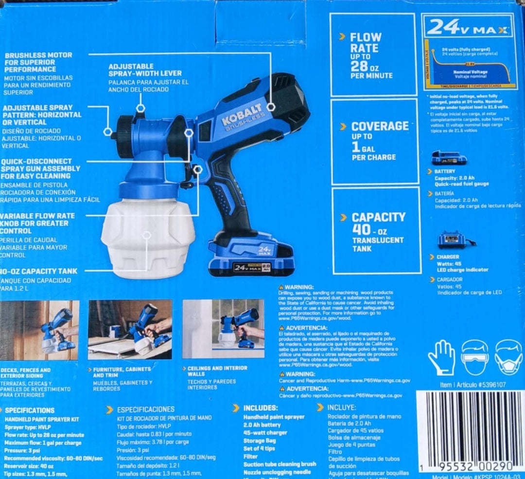 KOBALT Handheld Paint Sprayer Kit W/ Battery & Charger  5396107 NEW Retail $219.00