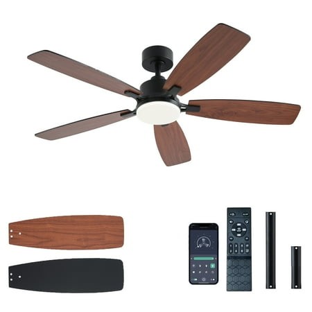 Low Profile Ceiling Fan with Lights  52 Inch Modern Brown Ceiling Fans with Lights APP/Remote Control 6 Speeds Ceiling Fan Light for Indoor/Outdoor Pa Retail $89.99