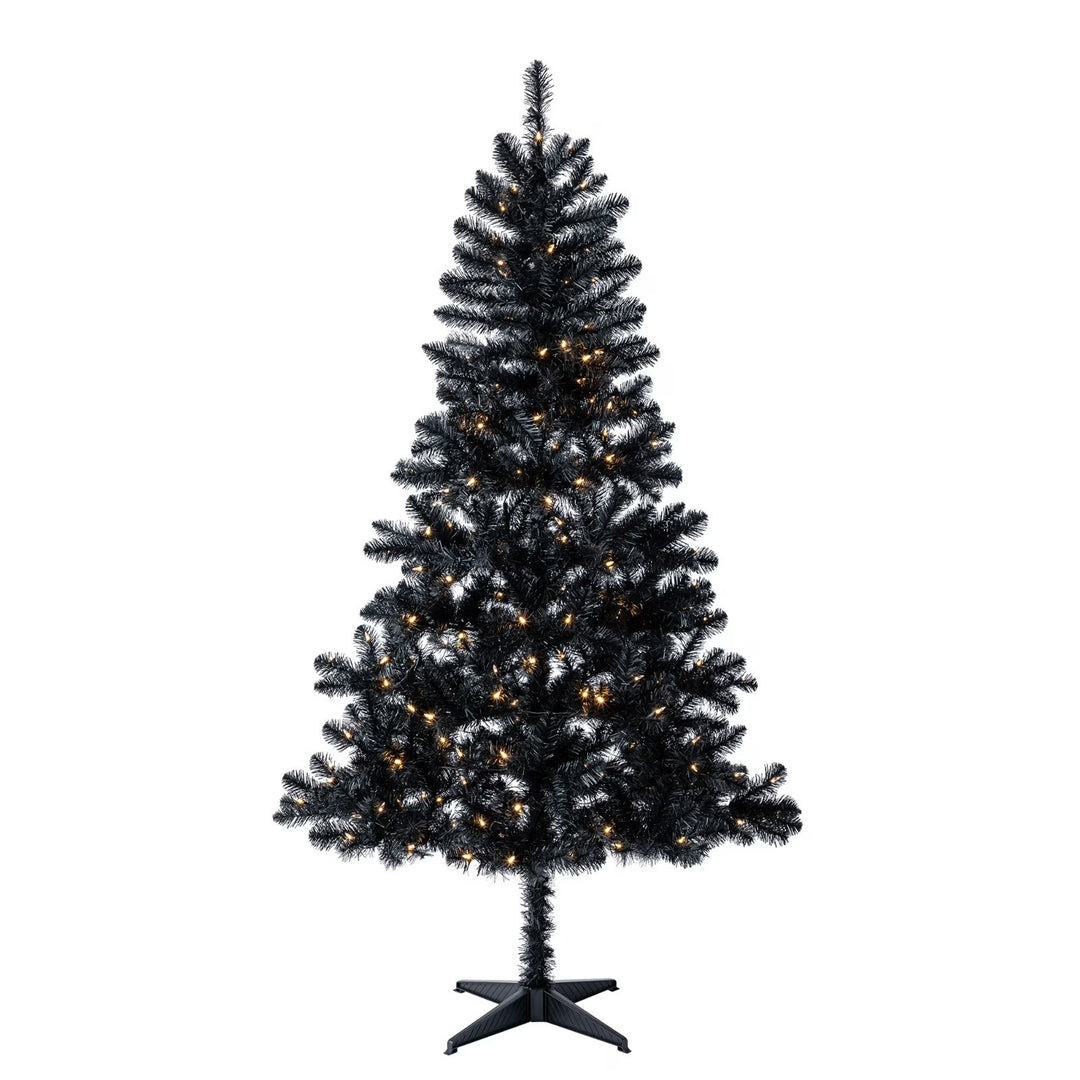 6.5ft Prelit Madison Pine Black Artificial Christmas Tree Warm White LED Lights Retail $15.00