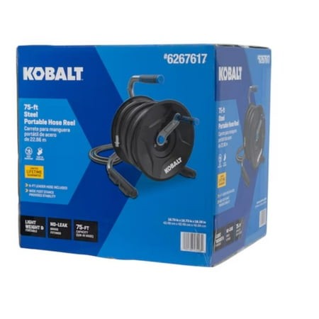 Kobalt Steel 75 Ft Portable Hose Reel  Lightweight  No-Leak Retail $71.99