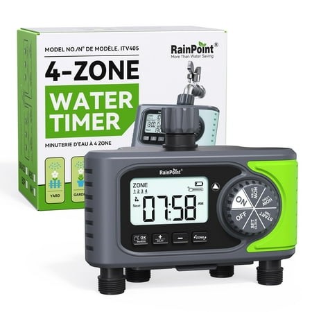 RainPoint Garden Hose Timer  4 Outlets Water Timer Programmable Sprinkler Timed Watering Controller System Faucet Timer for Lawn Yard  ITV405 Retail $65.99