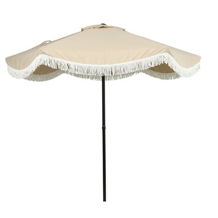 Better Homes & Gardens 7.5  Beige Scallop with Cream Fringe Patio Umbrella Retail $29.94