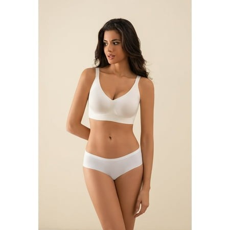 QYLUX Women S Bra of Wireless Comfort Flex Fit - Full Coverage Seamless Soft Support Bra Comfortable T-Shirt Everyday Bras Nude XL Retail $12.60