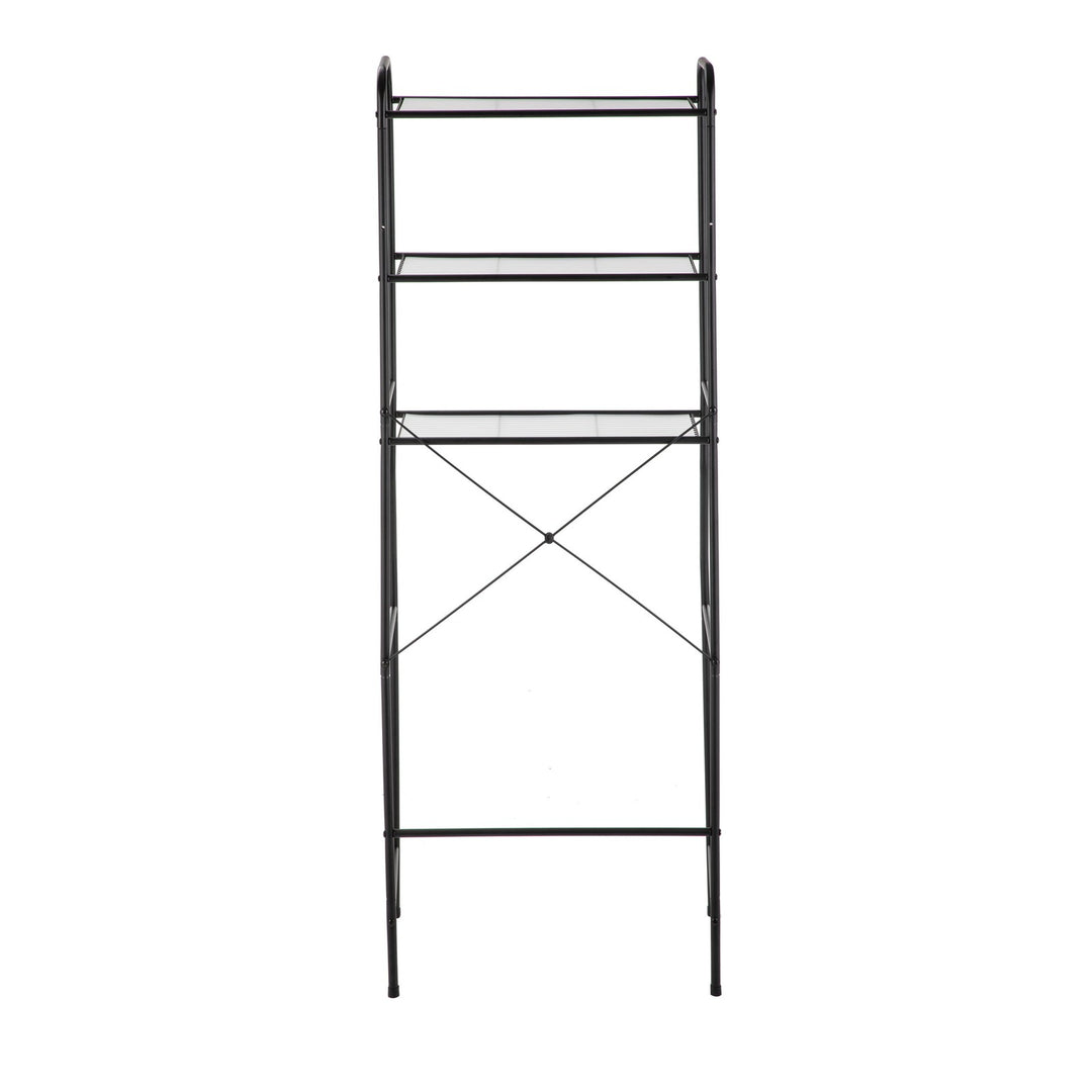 Mainstays Over the Toilet Steel Storage Shelf Unit Space Saver, Matte Black Retail $37.97