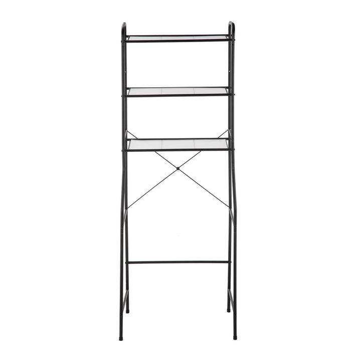 Mainstays Over the Toilet Steel Storage Shelf Unit Space Saver, Matte Black Retail $37.97