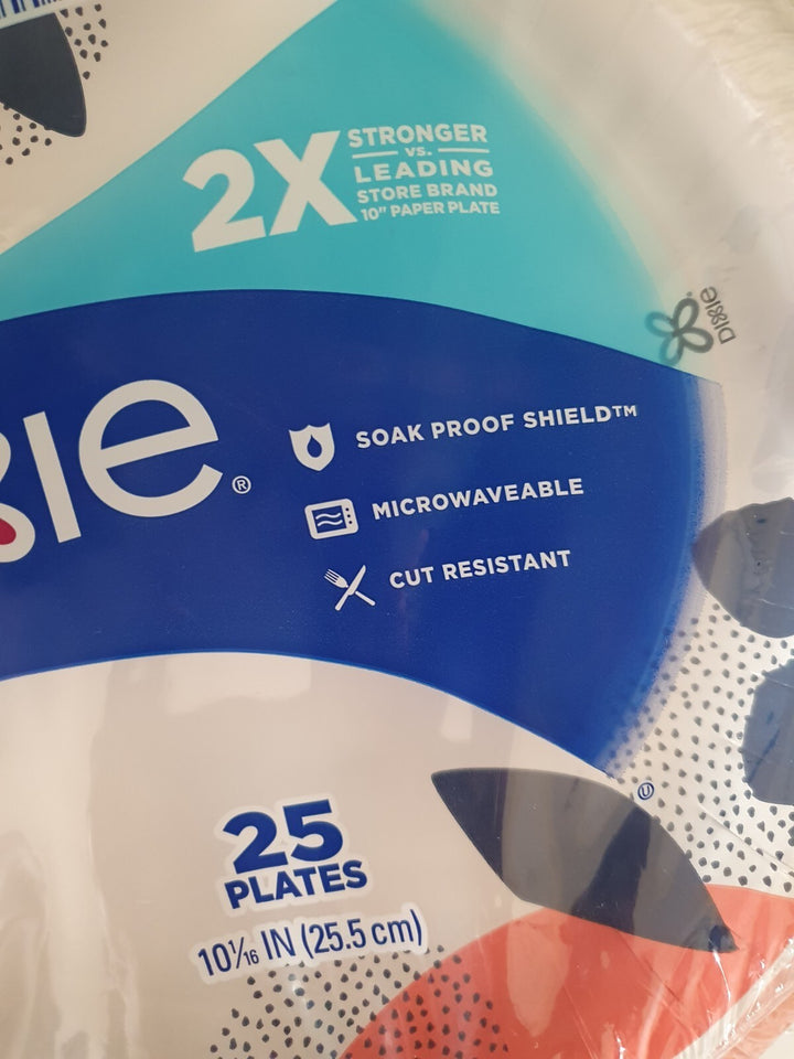 Dixie Disposable Paper Plates  10   Multi-Color  25 Count Retail $3.28