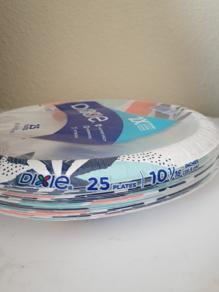 Dixie Disposable Paper Plates  10   Multi-Color  25 Count Retail $3.28