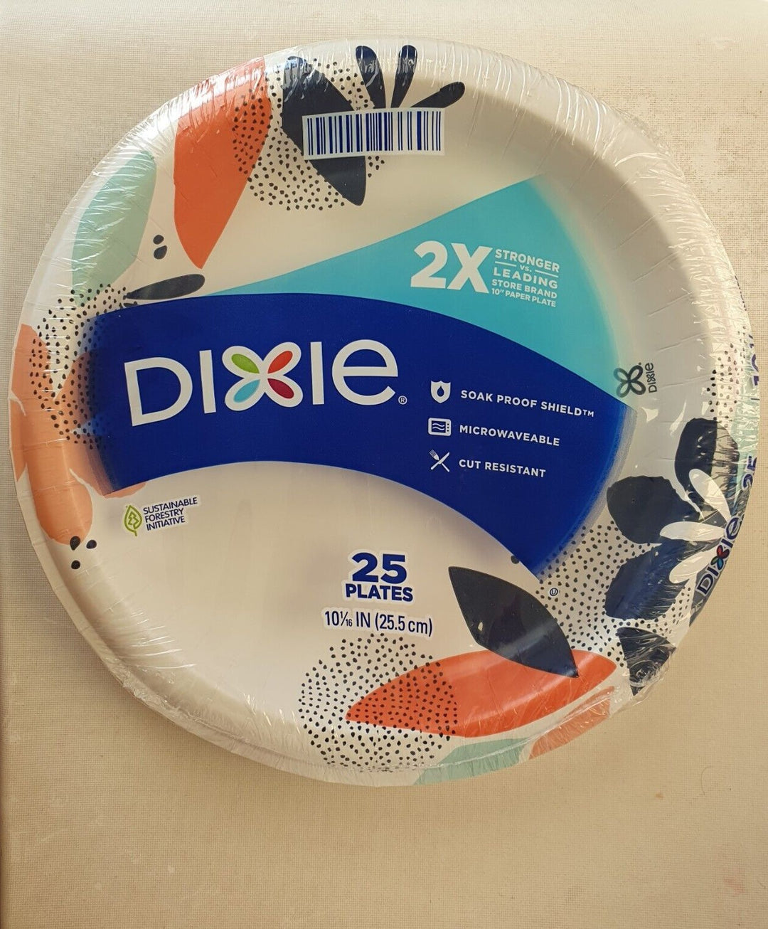 Dixie Disposable Paper Plates  10   Multi-Color  25 Count Retail $3.28