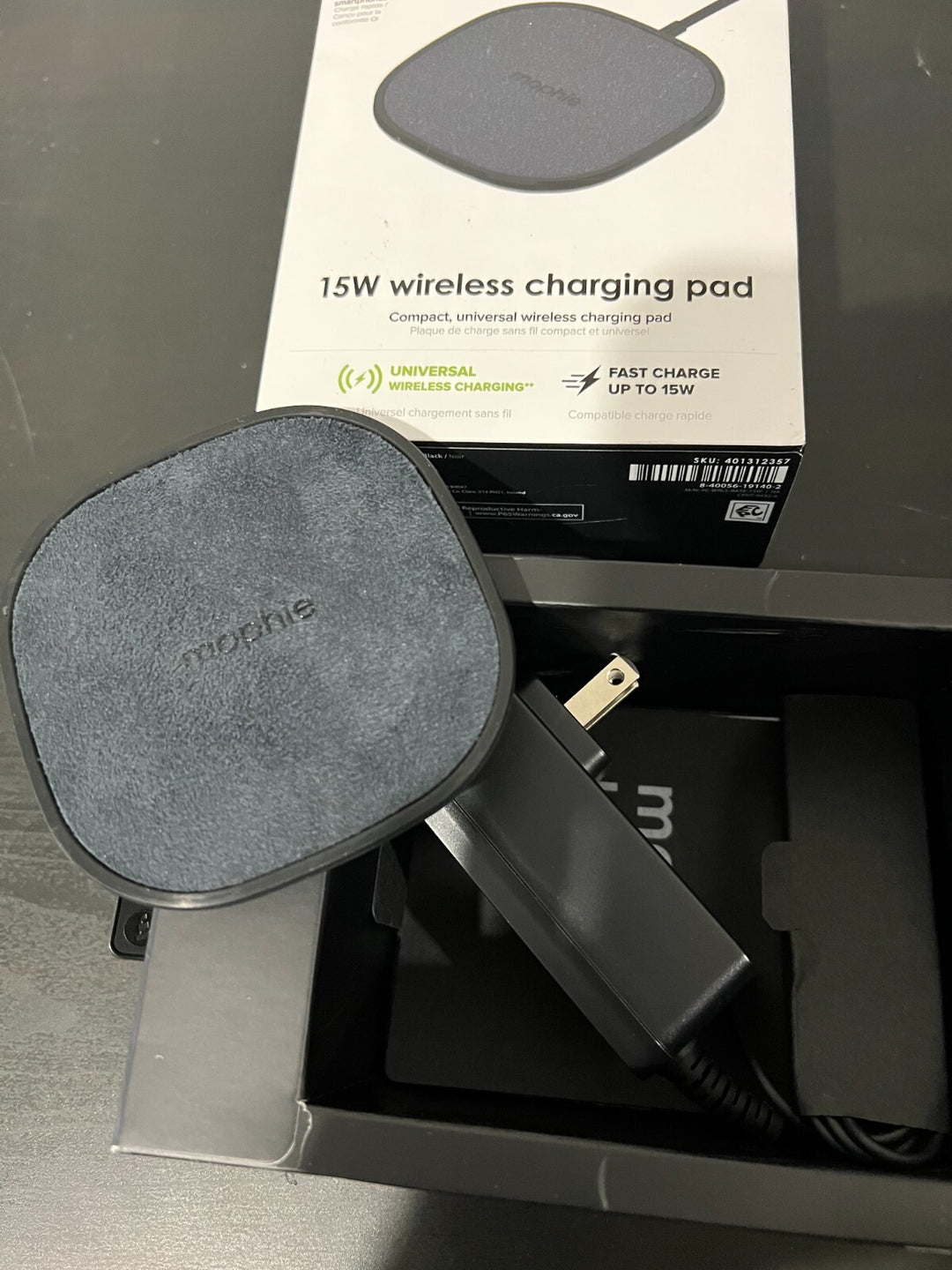 Mophie 15W Fast Charge Wireless Charging Pad for Compatible Smart Phones Retail $27.36