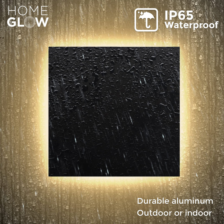 HOMEGLOW Edge LED Wall Light, Outdoor or Indoor Use. Black Modern Wall Sconce. Waterproof IP65. Warm White 3000k. AC 12W Hardwired. Durable Aluminum.