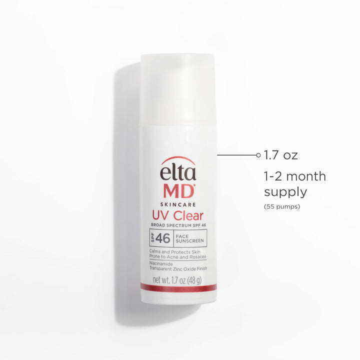 EltaMD UV Clear Face Sunscreen SPF 46, Oil Free for Face with Zinc Oxide, Dermatologist Recommended Sunscreen Lotion, For Acne-Prone Sensitive Skin, 1.7 oz Pump Retail $45.00