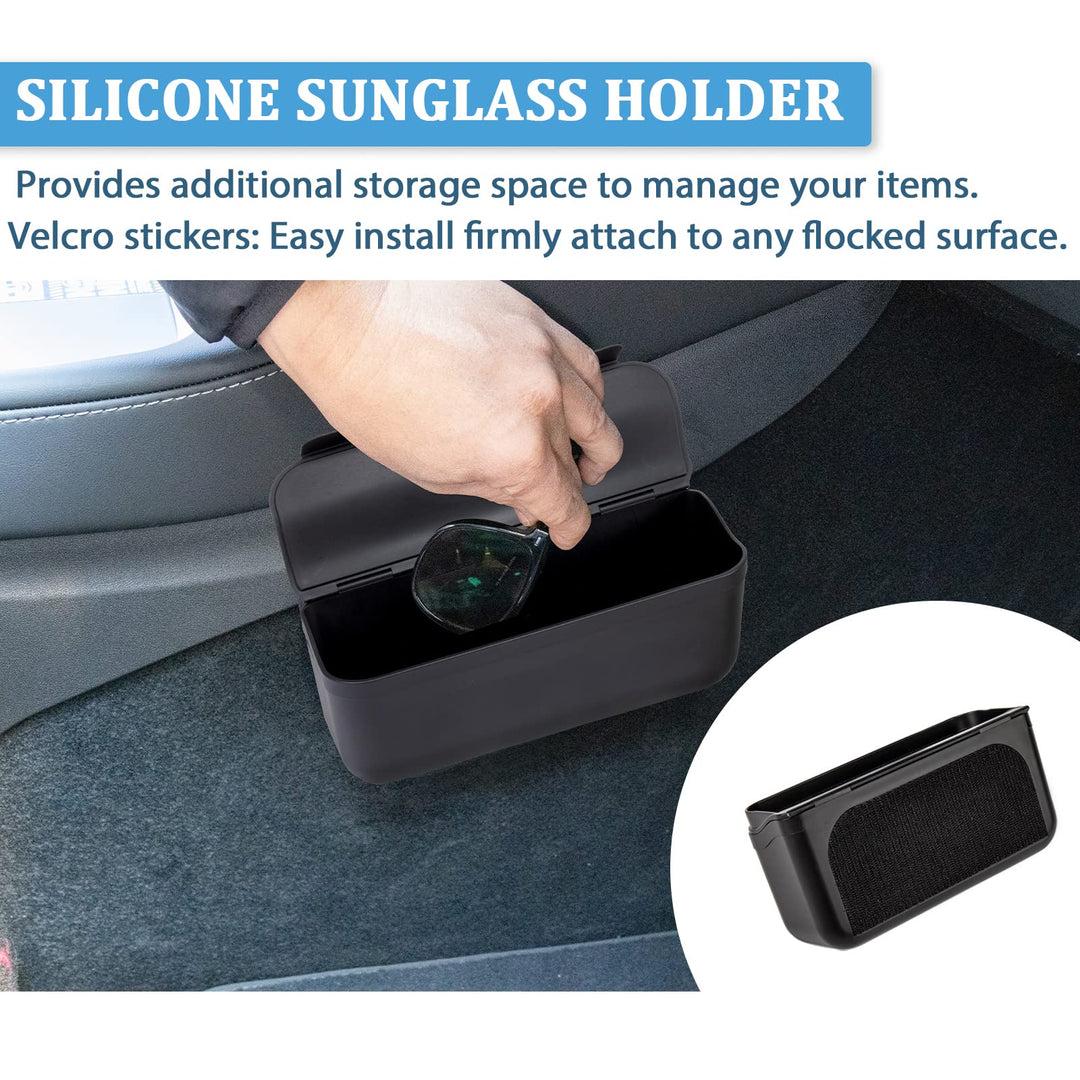 Carwiner 5 PCS Center Console Organizer Tray Compatible with 2021-2023 Tesla Model 3/Y, Cup Holder and Sunglass Holder, Flocked/Silica Rubber Armrest Hidden Cubby Drawer Storage Box Interior