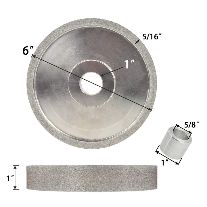 SCOTTCHEN CBN Grinding Wheel 6â€ x 1" Wide x 1" Arbor (with 1" to 5/8" Bushing) Grit# 80 for Sharpening High-Speed Steel (HSS) Tools with Aluminum Reducing Bushing Adaptor - 1Pack