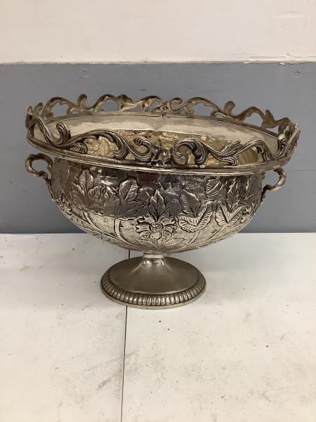 Antique Silver Plated Floral Urn Bowl - Ornate Decorative Centerpiece Retail $149.99