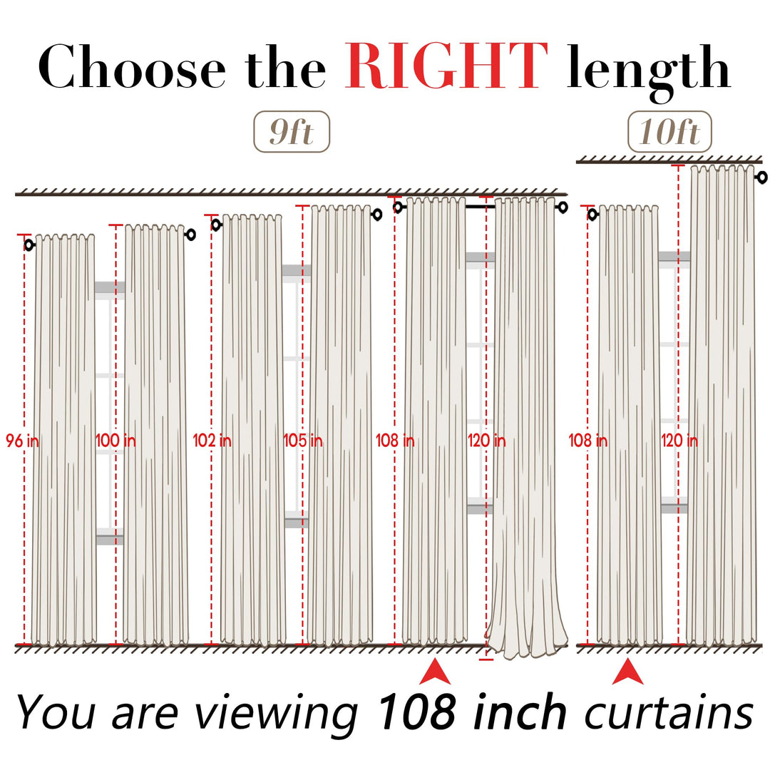 XTMYI White Linen Sheer Curtains 108 Inches Long Back Hidden Tab Tape Hooks Privacy Not See Through Simple Modern Curtains for Living Room 2 Panels Set