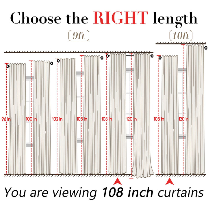 XTMYI White Linen Sheer Curtains 108 Inches Long Back Hidden Tab Tape Hooks Privacy Not See Through Simple Modern Curtains for Living Room 2 Panels Set