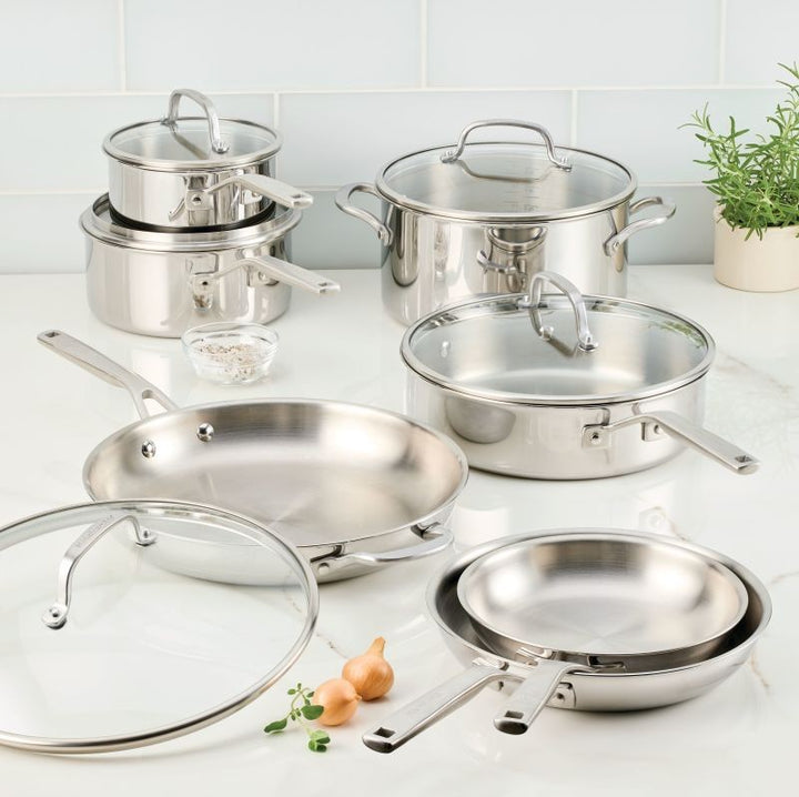 12-Piece 3-Ply Clad Stainless Steel Cookware Set