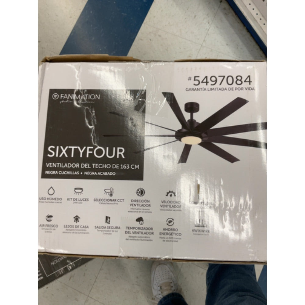 Fanimation SixtyFour 64" Matte Black Ceiling Fan LED Light 5497084 (for PARTS)
