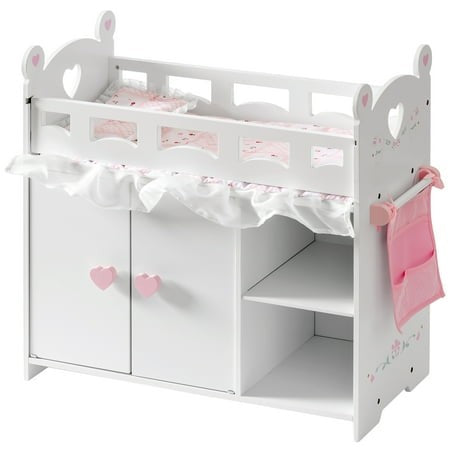 Robud Doll Crib & Changing Table  All-in-One Wooden with Storage  Bedding & Hooks  Fits 18-21  Baby Dolls  Pretend Play Gift for Girls Ages 3+ Retail $65.99