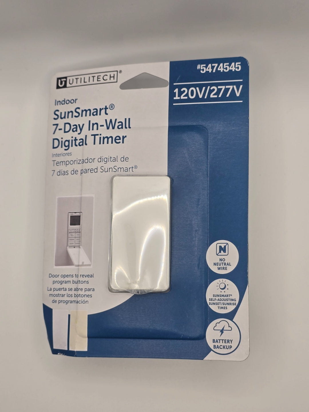 Utilitech SunSmart 7-Day in-wall Digital Timer #5474545 White or Almond Open Box