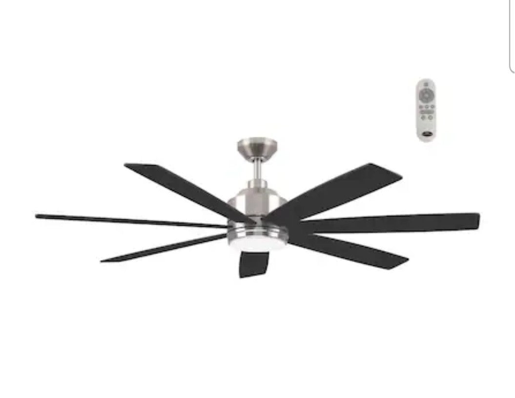 New Harbor Breeze Cogdell 60" 7 Blade Ceiling Fan W/ Light & Remote COG60BNK7LR Retail $219.98