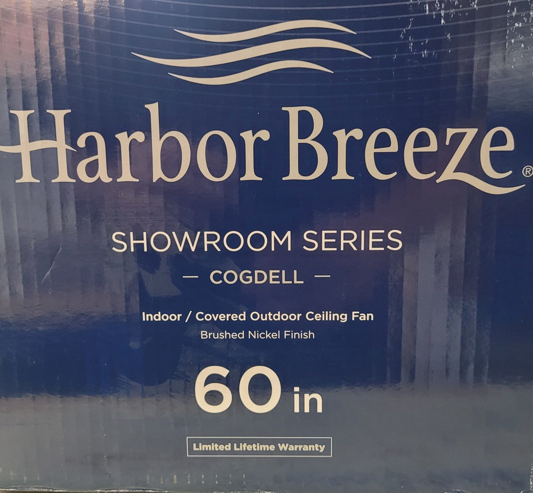 New Harbor Breeze Cogdell 60" 7 Blade Ceiling Fan W/ Light & Remote COG60BNK7LR Retail $219.98