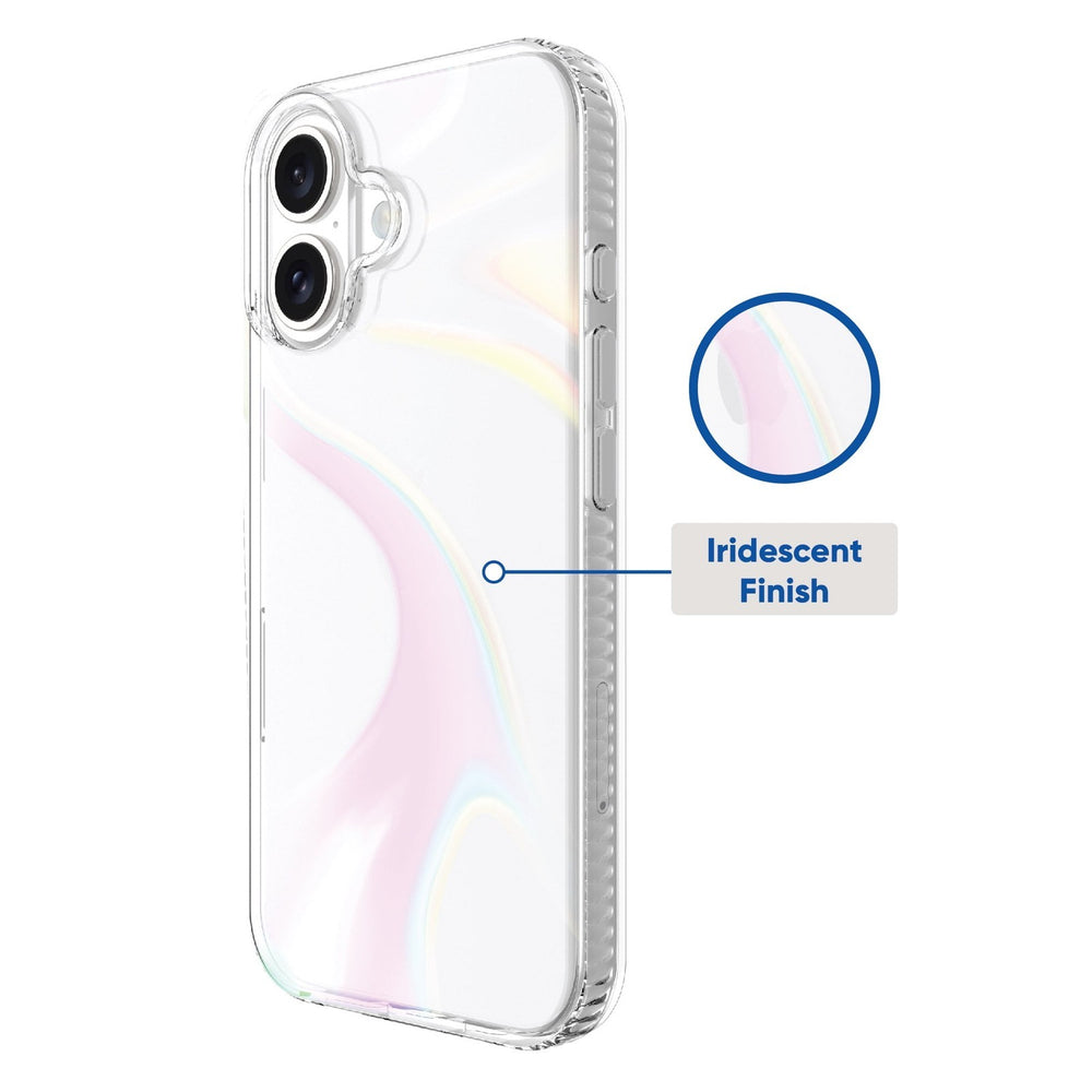 Onn. WIBIRI100149716 Shock Absorbent Phone Case for iPhone 16, Clear Iridescent Retail $12.98
