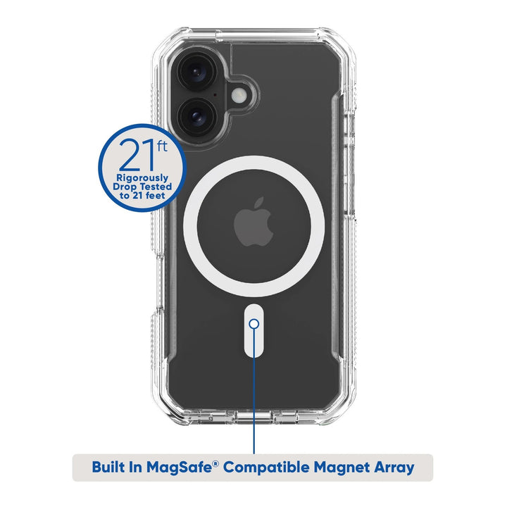 Onn. WIBCLR100149692 MagSafe Compatible Rugged Phone Case for iPhone 16 - Clear Retail $11.00